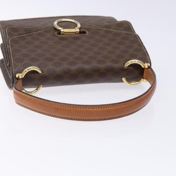 CELINE Macadam Canvas Hand Bag Pvc Leather Brown Gold - Picture 7 of 13